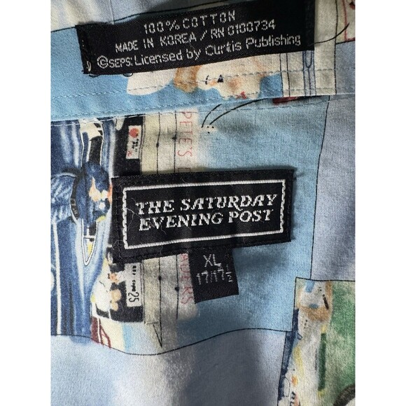 The Saturday Evening Post Men's X-Large Blue Short Sleeve Button Down. - Picture 4 of 6